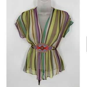 ETRO Striped Silk Blouse Size Small
